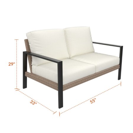 Alternative view of Sedona Outdoor Patio Loveseat with Sunbrella Cushions